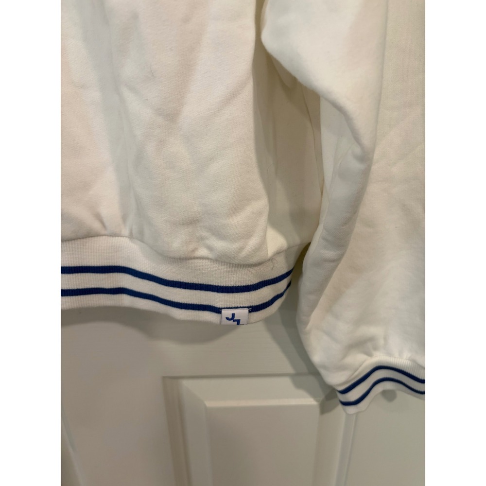 Woman's JoyLab Size Large White 1/4 Zip Pullover Sweatshirt American Flag EUC - Picture 3 of 4
